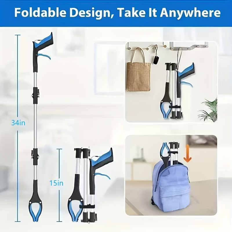 Foldable Telescopic Grabber with 360° Rotating Claws, Magnetic Tips, Lightweight And Effortless for Helping The Elderly Pick Up Trash. Professional Extension Grabber, Suitable for Cleaners And Home Use, Sturdy And Durable Structure.