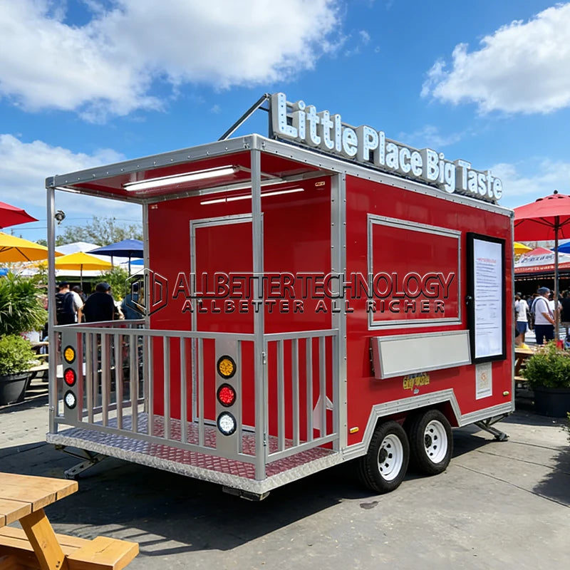 Allbetter Food Truck Trailer with Porch Fully Equipped Outdoor Food Trailer for USA Fully Equipped Barbecue Porch Food Trailer