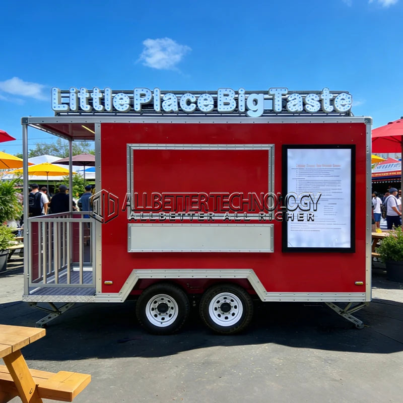 Allbetter Food Truck Trailer with Porch Fully Equipped Outdoor Food Trailer for USA Fully Equipped Barbecue Porch Food Trailer