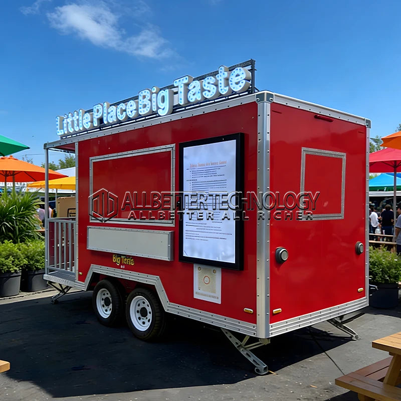 Allbetter Food Truck Trailer with Porch Fully Equipped Outdoor Food Trailer for USA Fully Equipped Barbecue Porch Food Trailer