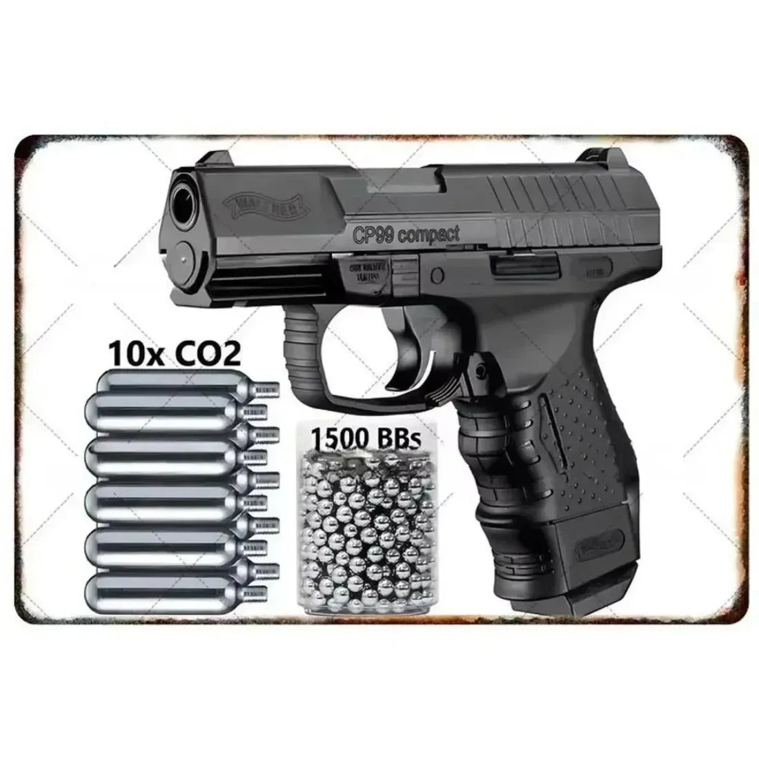 Pistol Metal Signs, Exuding Military Flair, Ideal As Wall Decoration in Man Cave, Home, Cafe, Garden, Club and Bar Settings.