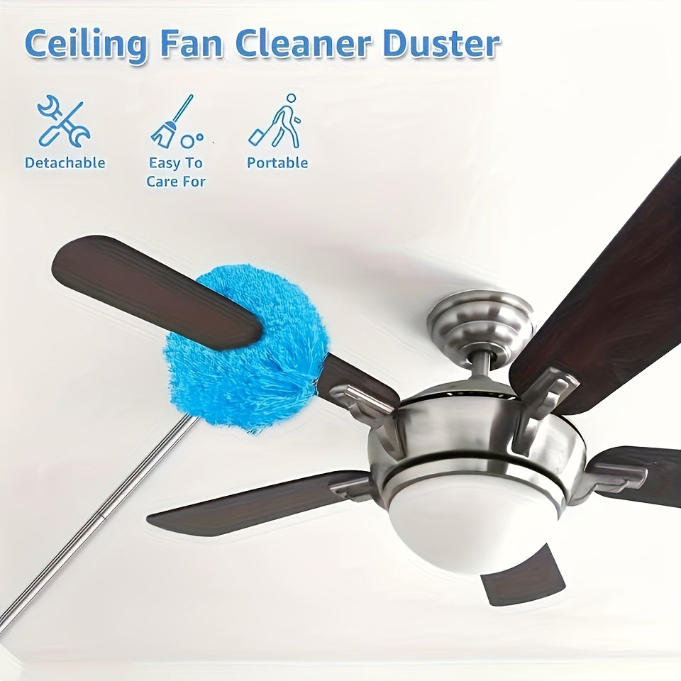 Home Dusting Mop with Telescopic Pole, Ceiling Fan Duster, Ceiling Dusting Mop - Detachable Brush Head for Easy Cleaning - Suitable for Home and RV Use
