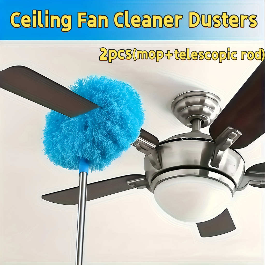 Home Dusting Mop with Telescopic Pole, Ceiling Fan Duster, Ceiling Dusting Mop - Detachable Brush Head for Easy Cleaning - Suitable for Home and RV Use